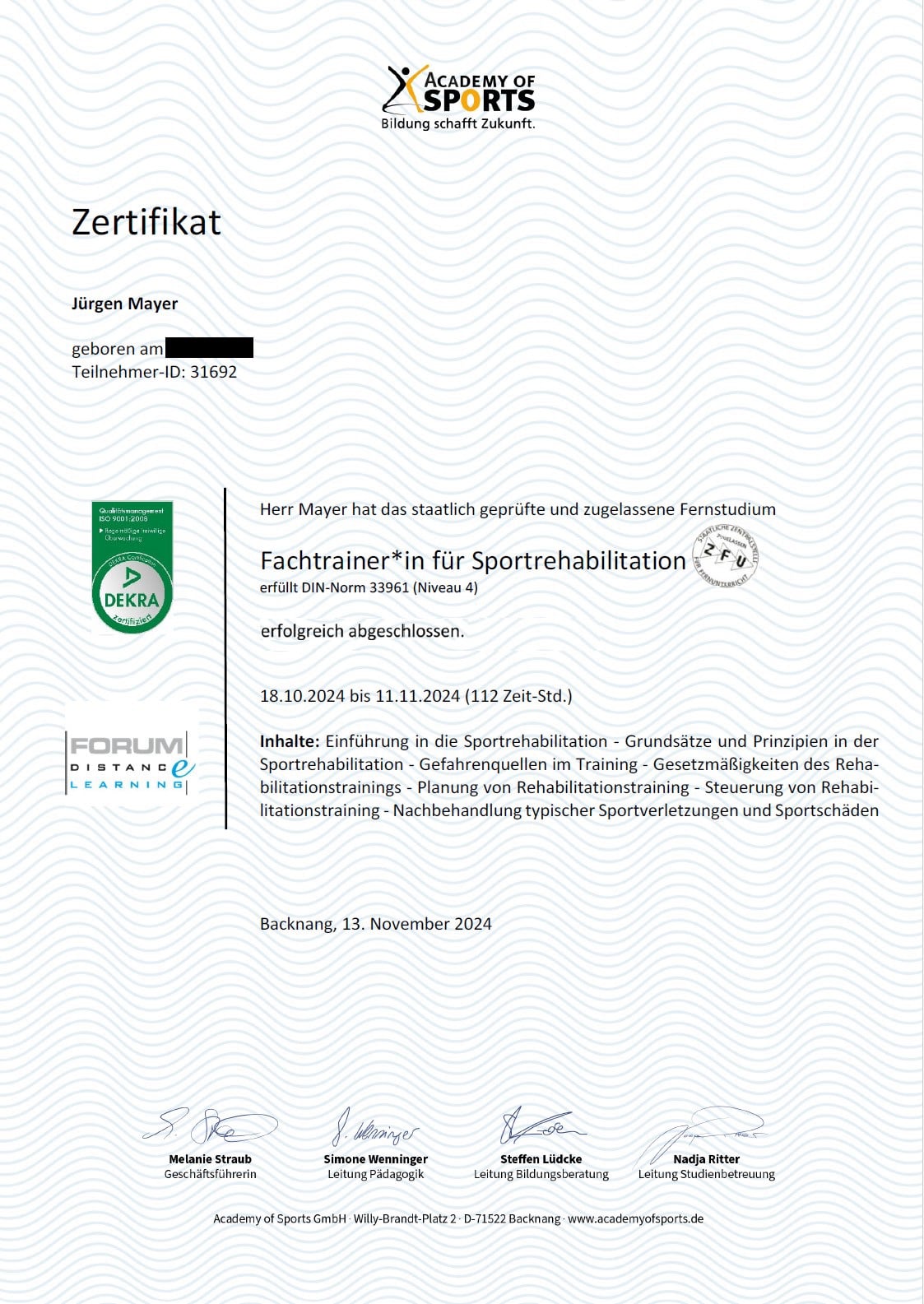 Athletiktrainer Breitensport